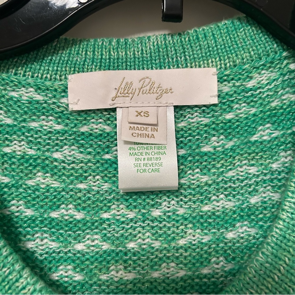 Lilly Pulitzer Theodorah Sweater Dress Fauna Green Metallic Marl Women’s Size XS - Picture 5 of 7